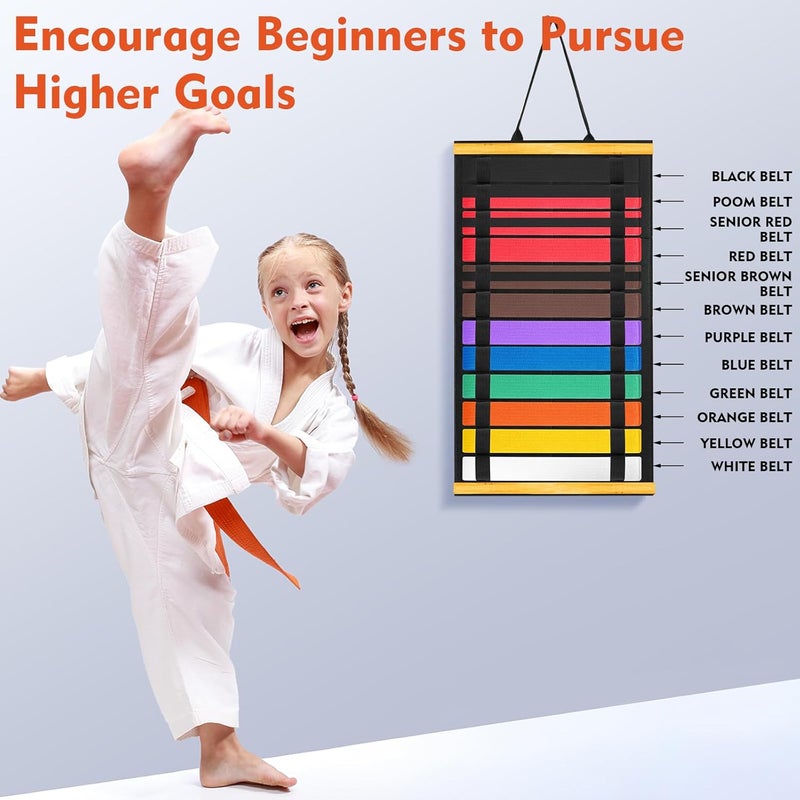 Famaster Wooden Karate & Taekwondo Belt Display Rack - Celebrate Beginners'Journey - A Meaningful Gift of Effort and Perseverance - Image 5